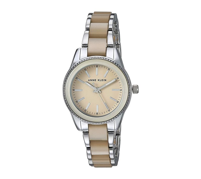 AK-3213TNSV שעון אן קליין לנשים דגם משולב כסף ברצועה מיוחדת | מלאי מוגבל כולל שנתיים אחראיות | חנות שעוני יד בראשון לציון | Anne Klein Tan Dial Ladies Watch AK/3213TNSV