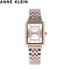 AK-3761SVRT שעון יד אן קליין לנשים ברצועה משולבת זהב זהב רוז וכסף | לוח כסוף משובץ זרקונים | שנתיים אחריות |Anne Klein Women';s Glitter Accented Bracelet Watch