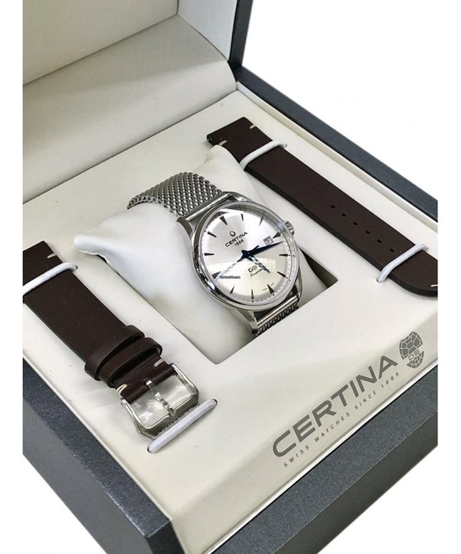 C029.807.11.031.02 שעון יד סרטינה מסדרת די אס 1 אוטומטי לגברים | מגיע כסט עם רצועת עור נוספת | חלון אחורי שקוף | 5 שנים אחריות | CERTINA DS-1 Powermatic 80 C029.807.11.031.02 · Men';s