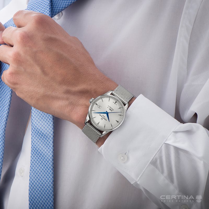 C029.807.11.031.02 שעון יד סרטינה מסדרת די אס 1 אוטומטי לגברים | מגיע כסט עם רצועת עור נוספת | חלון אחורי שקוף | 5 שנים אחריות | CERTINA DS-1 Powermatic 80 C029.807.11.031.02 · Men';s