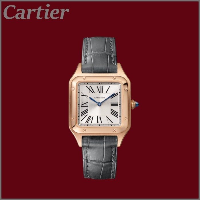 WGSA0022 שעון קרטייה נשים מסדרת סנטוס דומונט סמול | זהב 18K ברצועת עור | אחריות בין לאומית | מלאי מוגבל | Cartier Santos-Dumont Watch Small Model, Quartz Movement, Rose Gold, Leather WGSA0022