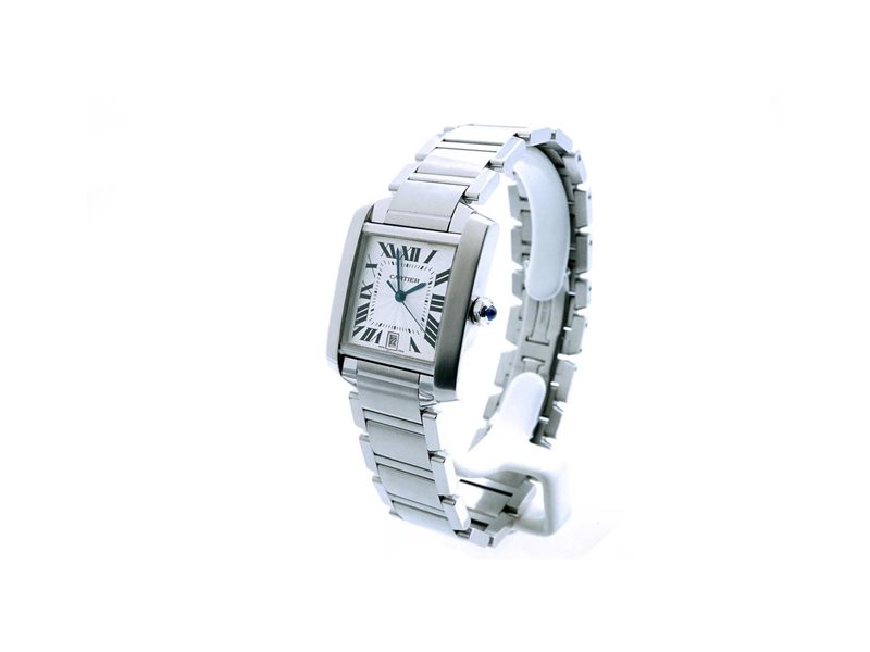 W51002Q3 קרטייה טנק לארג'; דגם אוטומטי יד 2 | סט מלא כולל קופסא ותעודות | שנה אחריות | לוח רומי כולל תאריכון | שעוני יוקרה יד 2 Large Cartier Stainless Steel Tank Francaise W51002Q3