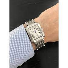 W51002Q3 קרטייה טנק לארג'; דגם אוטומטי יד 2 | סט מלא כולל קופסא ותעודות | שנה אחריות | לוח רומי כולל תאריכון | שעוני יוקרה יד 2 Large Cartier Stainless Steel Tank Francaise W51002Q3