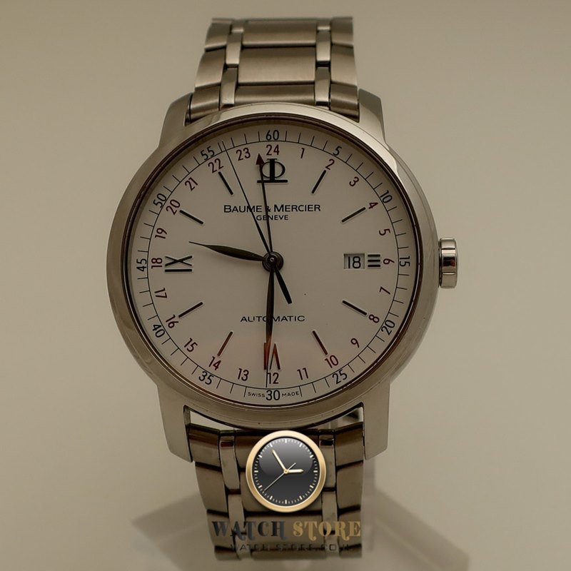 שעון באום & מרסייה יד 2 | שעון יוקרה GMT + שני שעוני זמן במצב חדש | שנה אחריות | שעונים יד שנייה במבצע