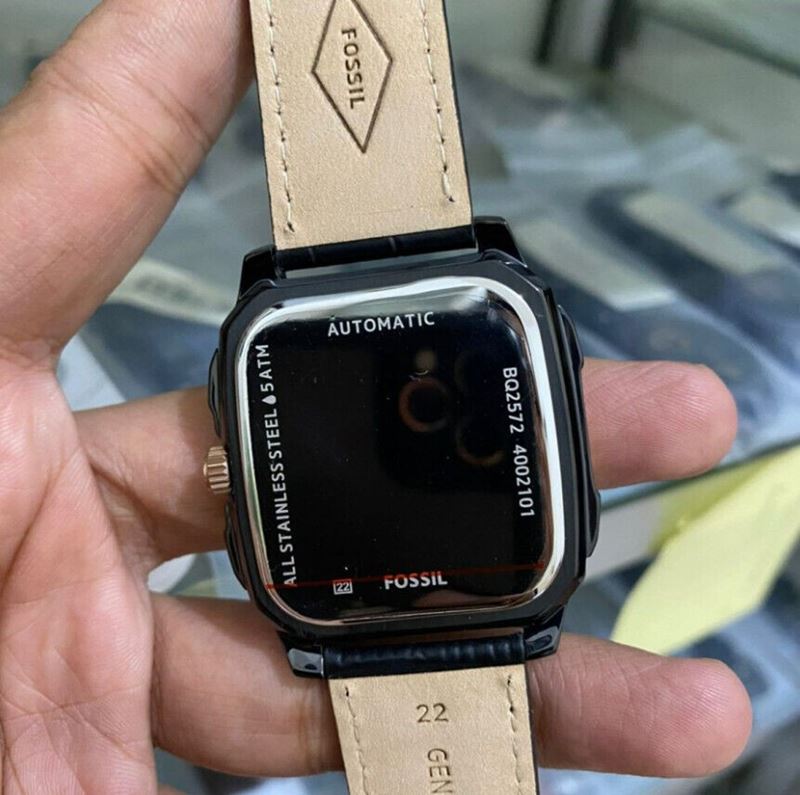 BQ2572 שעון יד פוסיל דגם מלבני סקלטון אוטומטי מיוחד | קולקציית שעונים חדשה בישראל | רצועת עור משולב רוז גולד | Inscription Automatic Black Skeleton Dial Men';s Watch BQ2572 by Fossil