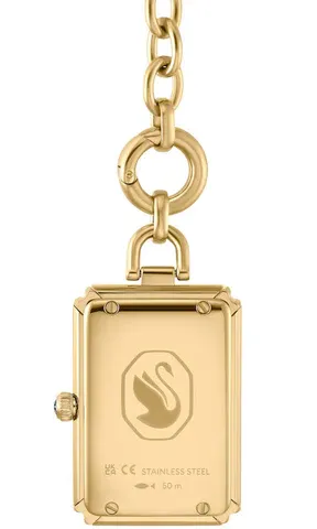 5624363 שעון סברובסקי אופנתי בעיצוב שעון כיס- שרשרת | שעון זהב בלוח שחור | מלאי מוגבל | שנתיים אחריות | Swarovski Pocket Black Gold Tone Plated Pocket Watch 5624363