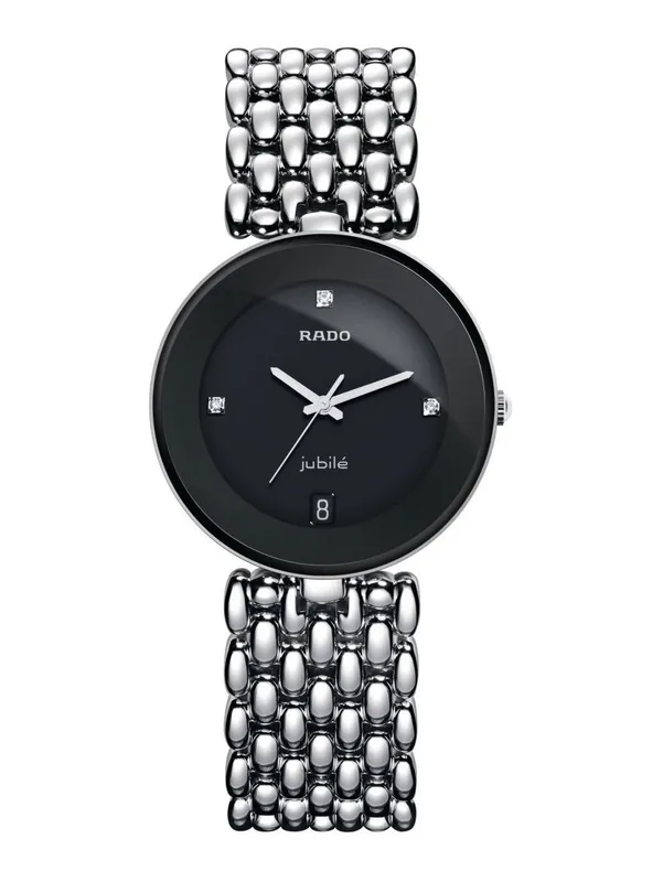 R-37924072 שעון ראדו יבואן רשמי מסדרת פלורנס משובץ 3 יהלומים | הדגם הגדול 35 מ';';מ | 5 שנים אחריות | רתועת פלדת אל חלד | RADO Florence Quartz Date Diamond Dial Men';s Watch R48792723