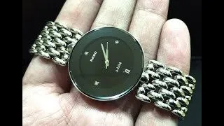 R-37924072 שעון ראדו יבואן רשמי מסדרת פלורנס משובץ 3 יהלומים | הדגם הגדול 35 מ';';מ | 5 שנים אחריות | רתועת פלדת אל חלד | RADO Florence Quartz Date Diamond Dial Men';s Watch R48792723