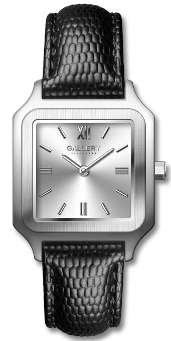 17868-1 שעון גלרי לנשים מהסדרה החדשה | דגם כסוף ברצועת עור שחורה | שנתיים אחריות יבואן רשמי | gallery stainless steel ladies watch 17868-1