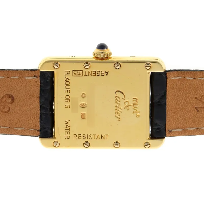 W1013654 שעון קרטייה טנק מאסט ורמיל ציפוי זהב יד 2 דגם לנשים | רצועת עור חומה מקורית | לוח רומי לבן ממותג | שנה אחריות | Cartier Must Tank SM Vermeil W1013654 Ladies