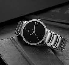 R-09273071 שעון ראדו סנטריקס יד 2 דגם לגבר 4 יהלומים | לוח שחור עם תאריכון רצועת פלדת אל חלד | Rado Centrix Jubile Black Diamond Dial Men';s Watch R30927713