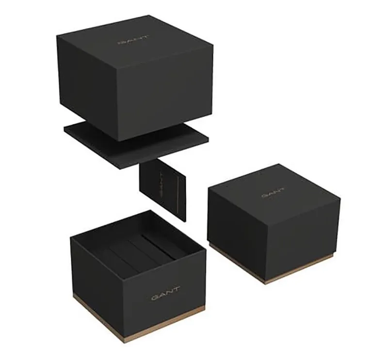 G173109 שעון גאנט לנשים ברצועת עור שחורה | לוח שחור עם ספרות רומיות | באזל זהב | שנתיים אחריות יבואן רשמי בישראל | Gant Rhode Island Heritage G173109