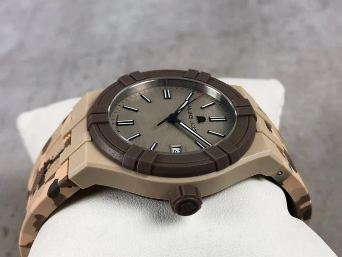 AI2008-IJJIZ000-0 שעון מוריס לקרואה לגברים מהדורה מוגבלת מסדרת טייד | דגם ברצועת ספורט חמה צבאית | מנגנון שווצרי | Maurice Lacroix AIKON #tide Beige Camo Men';s Watch AI2008-IJJIZ-000-0