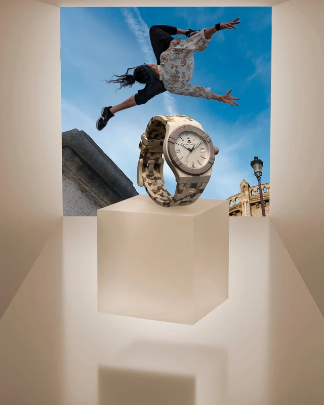 AI2008-IJJIZ000-0 שעון מוריס לקרואה לגברים מהדורה מוגבלת מסדרת טייד | דגם ברצועת ספורט חמה צבאית | מנגנון שווצרי | Maurice Lacroix AIKON #tide Beige Camo Men';s Watch AI2008-IJJIZ-000-0