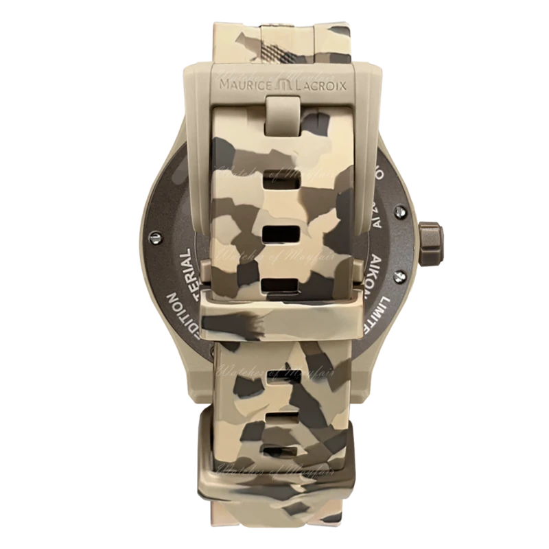 AI2008-IJJIZ000-0 שעון מוריס לקרואה לגברים מהדורה מוגבלת מסדרת טייד | דגם ברצועת ספורט חמה צבאית | מנגנון שווצרי | Maurice Lacroix AIKON #tide Beige Camo Men';s Watch AI2008-IJJIZ-000-0