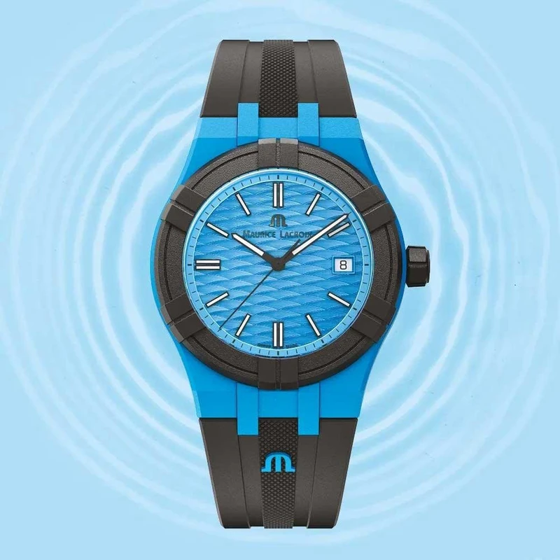 AI2008-80080- 300-0 שעון מוריס לקרואה שחור כחול מסדרת אייקון טייד | זכוכית ספיר | שווצרי לגברים | מלאי מוגבל | שנתיים אחריות | Maurice Lacroix Aikon Quartz Watch | AI2008-80080-300-0