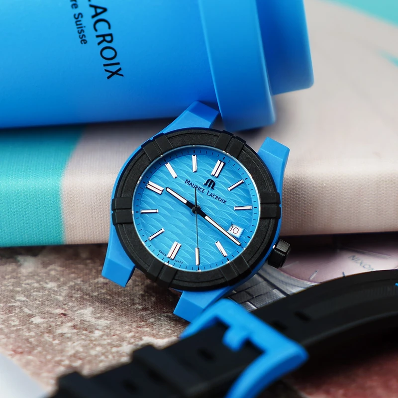 AI2008-80080- 300-0 שעון מוריס לקרואה שחור כחול מסדרת אייקון טייד | זכוכית ספיר | שווצרי לגברים | מלאי מוגבל | שנתיים אחריות | Maurice Lacroix Aikon Quartz Watch | AI2008-80080-300-0