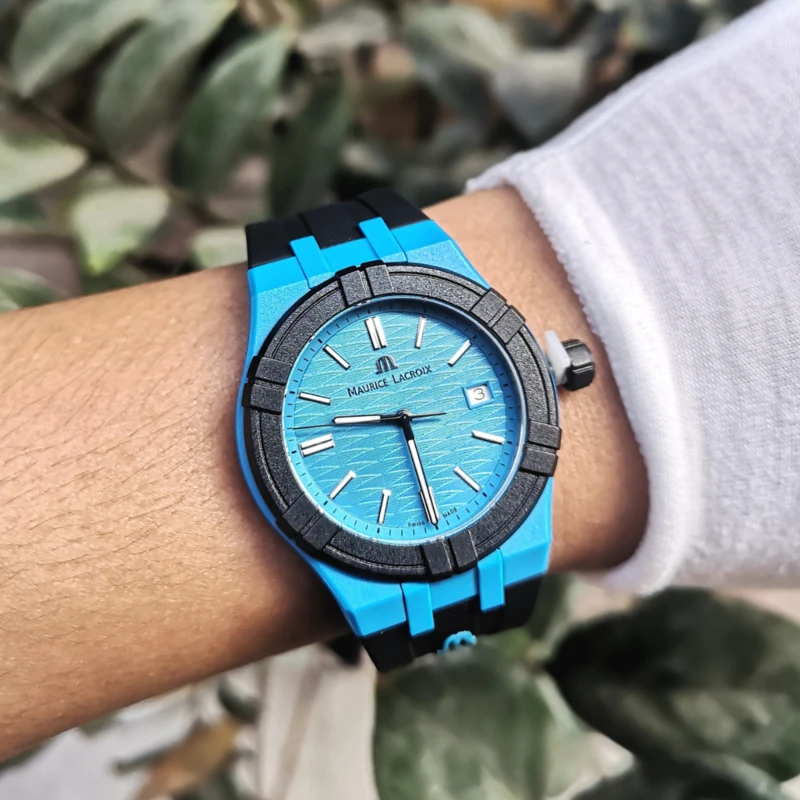 AI2008-80080- 300-0 שעון מוריס לקרואה שחור כחול מסדרת אייקון טייד | זכוכית ספיר | שווצרי לגברים | מלאי מוגבל | שנתיים אחריות | Maurice Lacroix Aikon Quartz Watch | AI2008-80080-300-0