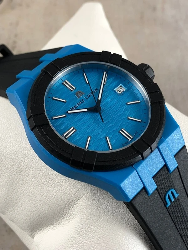 AI2008-80080- 300-0 שעון מוריס לקרואה שחור כחול מסדרת אייקון טייד | זכוכית ספיר | שווצרי לגברים | מלאי מוגבל | שנתיים אחריות | Maurice Lacroix Aikon Quartz Watch | AI2008-80080-300-0