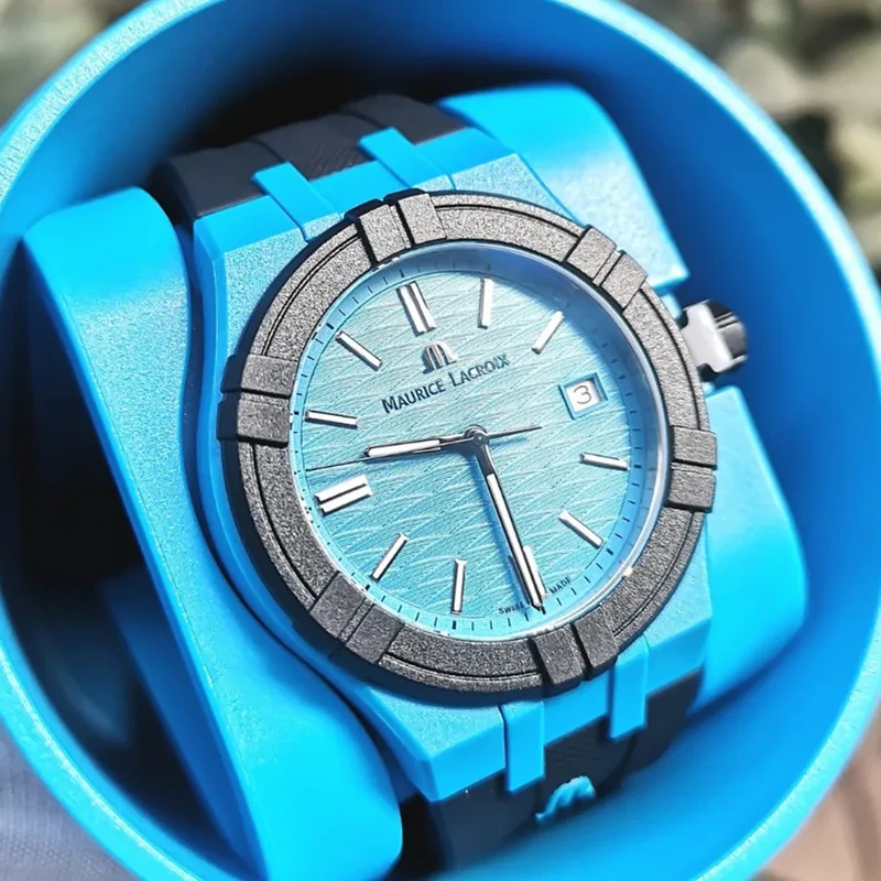 AI2008-80080- 300-0 שעון מוריס לקרואה שחור כחול מסדרת אייקון טייד | זכוכית ספיר | שווצרי לגברים | מלאי מוגבל | שנתיים אחריות | Maurice Lacroix Aikon Quartz Watch | AI2008-80080-300-0