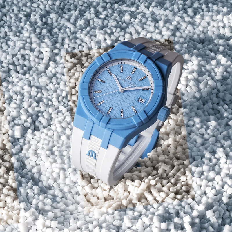 AI2008-AAAA1-3A0-0 שעון מרשים של מוריס לקרואה לוח טיפני משובץ יהלומים | רצועת ספורט ממותגת | זכוכית ספיר - שנתיים אחריות | Maurice Lacroix AIKON AI2008-AAAA1-3A0-0 Aikon #tide