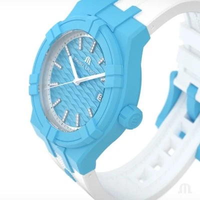 AI2008-AAAA1-3A0-0 שעון מרשים של מוריס לקרואה לוח טיפני משובץ יהלומים | רצועת ספורט ממותגת | זכוכית ספיר - שנתיים אחריות | Maurice Lacroix AIKON AI2008-AAAA1-3A0-0 Aikon #tide