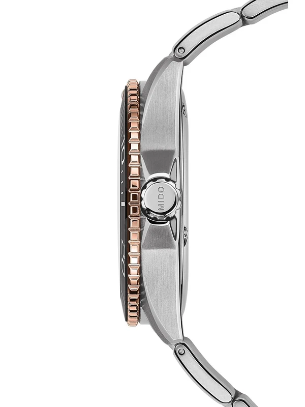 M0424302105100 שעון מידו מסדרת אושן סטאר החדשה לגברים | דגם אוטומטי 80 שעות עם באזל קרמי רוז גולד | לוח שחור מושלם | שנתיים אחריות יבואן רשמי | MIDO Ocean Star 42.5mm Black & Rose M042.430.21.051.00