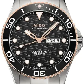M0424302105100 שעון מידו מסדרת אושן סטאר החדשה לגברים | דגם אוטומטי 80 שעות עם באזל קרמי רוז גולד | לוח שחור מושלם | שנתיים אחריות יבואן רשמי | MIDO Ocean Star 42.5mm Black & Rose M042.430.21.051.00