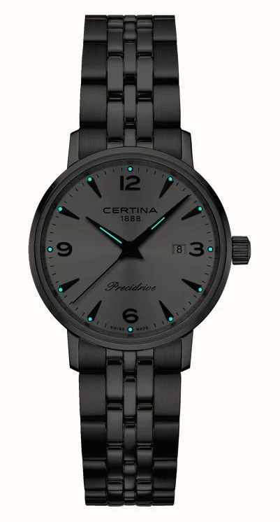 C035.210.11.037.00 שעון סרטינה לאישה מסדרת אורבן קיימנו | לוח כסוף שעון מיני שווצרי עמיד למים | עם 5 שנות אחריות | Certina Ladies Watch C0352101103700