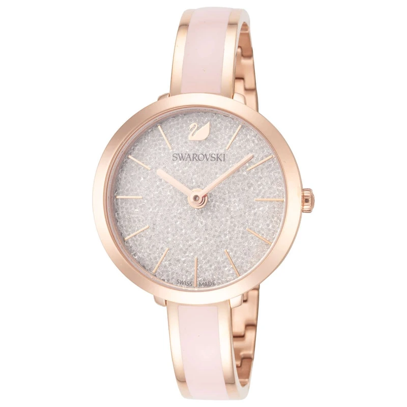 5642221 שעון יד סברובסקי לאישה | דגם צמיד אופנתי | דגם צמיד רוז גול משולב צבע ורוד | לוח אבנים מיוחד | שנתיים אחריות | Swarovski Watch Crystalline Delight Rose Gold 5642221
