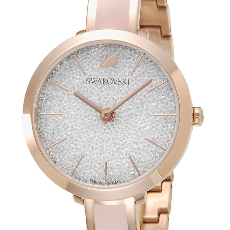 5642221 שעון יד סברובסקי לאישה | דגם צמיד אופנתי | דגם צמיד רוז גול משולב צבע ורוד | לוח אבנים מיוחד | שנתיים אחריות | Swarovski Watch Crystalline Delight Rose Gold 5642221
