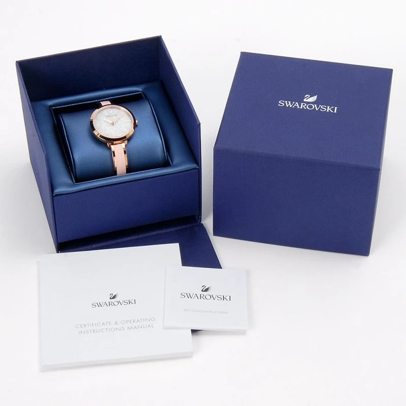 5642221 שעון יד סברובסקי לאישה | דגם צמיד אופנתי | דגם צמיד רוז גול משולב צבע ורוד | לוח אבנים מיוחד | שנתיים אחריות | Swarovski Watch Crystalline Delight Rose Gold 5642221
