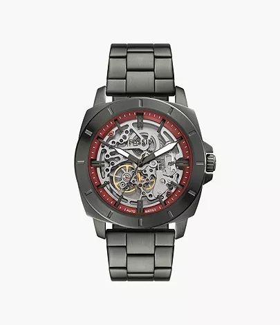 BQ2898 שעון אוטומטי לגברים מהסדרה החדשה של פוסיל | דגם סקלטון אפור ומיוחד | שנתיים אחריות | מלאי מוגבל מהדגם | Fossil Men';s Privateer 45mm Automatic Watch BQ2898