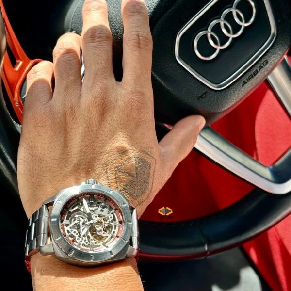 BQ2898 שעון אוטומטי לגברים מהסדרה החדשה של פוסיל | דגם סקלטון אפור ומיוחד | שנתיים אחריות | מלאי מוגבל מהדגם | Fossil Men';s Privateer 45mm Automatic Watch BQ2898