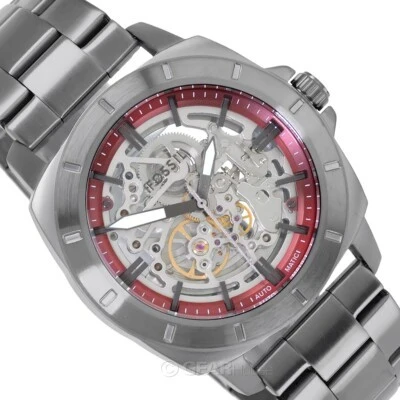 BQ2898 שעון אוטומטי לגברים מהסדרה החדשה של פוסיל | דגם סקלטון אפור ומיוחד | שנתיים אחריות | מלאי מוגבל מהדגם | Fossil Men';s Privateer 45mm Automatic Watch BQ2898