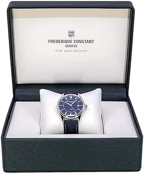 FC-252NS5B6 שעון יוקרה של פרדריק קונסטנט לגברים | דגם GMT בלוח כחול מיוחד כולל רצועת עור כחולה | Frederique Constant Classics Quartz GMT FC-252NS5B6