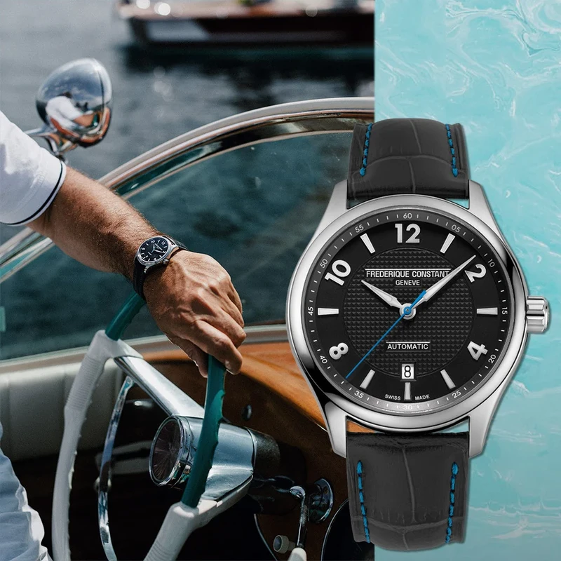 FC-303RMB5B6 שעון יוקרה של פרדריק קונסטנט מהדורה מוגבלת לגברים | מנגון אוטומטי בלוח מיוחד עם רצועת עור | קופסא מיוחדת ושנתיים אחריות | Frederique Constant Runabout FC-303RMB5B6