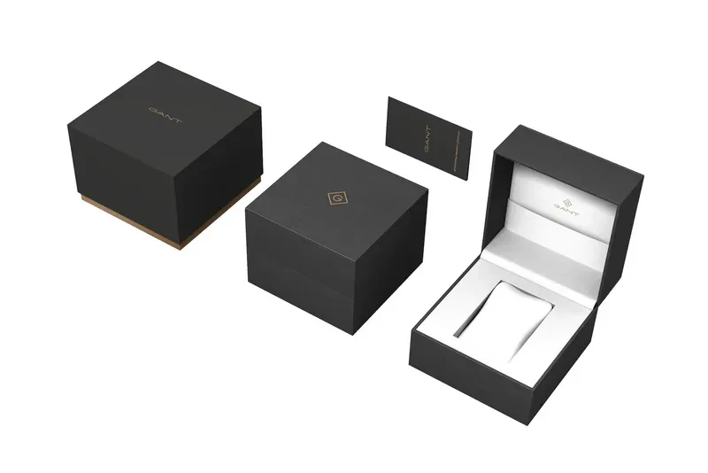 G197004 שעון גאנט יבואן רשמי | דגם זהב לגברים בלוח שחור רומי מיוחד | דגם אלגנטי עם רצועת עור שחורה | שנתיים אחריות | Men';s Watch GANT Staten Black Leather Strap G197004