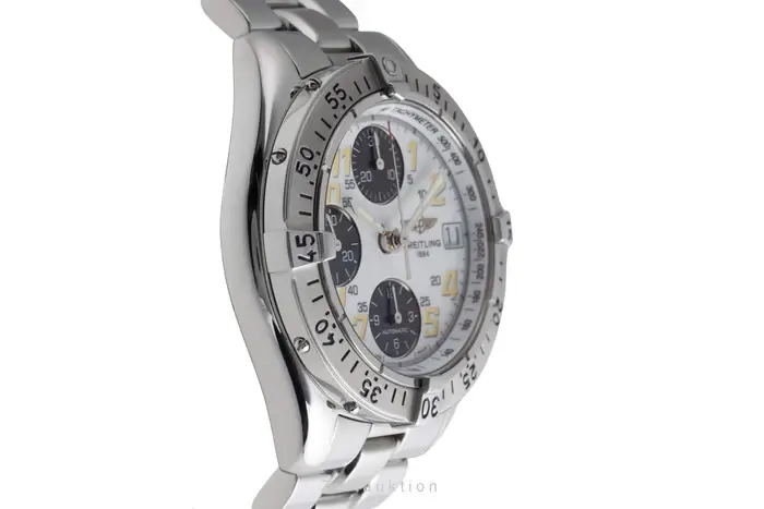 A13335 שעון יד ברייטלינג קולד אוטומטי כרונוגרף 41 מ';';מ יד 2 שמור מאד לגברים | לוח לבן שחור ';';פנדה';'; | כולל אחריות | BREITLING Colt A13335 Chronograph Automatic SS