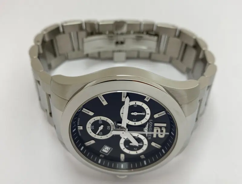 L36604566 שעון יד 2 לונג';ין לגברים | דגם כרונוגרף בלוח שחור 41 מ';';מ | שעון שור מאד | כולל אחריות | Conquest Chronograph Black Dial Stainless Steel Men';s Watch L36604566