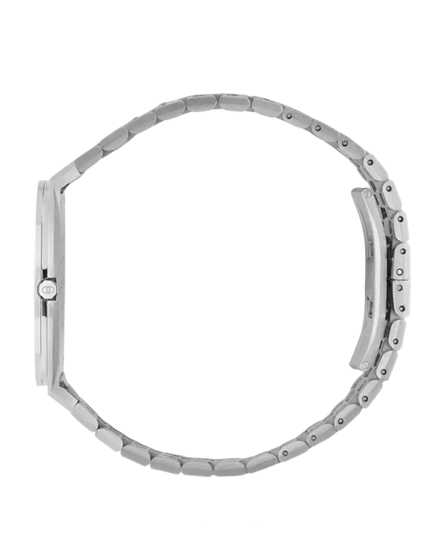 YA163407 שעון יד גוצי דגם H25 דק מאד רק 4.5 מ';';מ לוח כסוף ממותג | שעון אופנה יוקרתי שווצרי | יד 2 שמור מאד נקנה אצל היבואן הרשמי | GUCCI 25H YA163407 Silver Quartz Unisex Watch