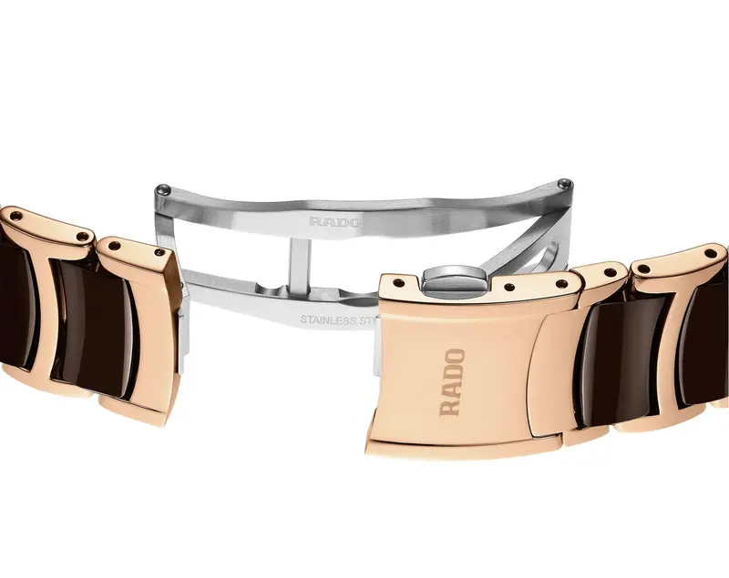 R-60283090 | R30028902 | ראדו יבואן רשמי בישראל | דגם סנטריקס סקלטון לגברים | אוטומטי עם 12 יהלומים בלוח פנינה חום | רוז גולד עם קרמיקה חומה | Centrix Automatic Diamonds Open Heart RADO R30028902