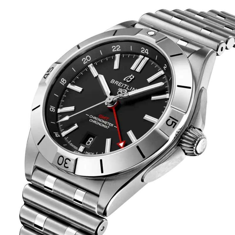 A32398101B1A1 שעון ברייטלינג כרונומט החדש יד 2 שנת 23 סט מלא | שעוון שמור מאד בלוח שחור | דגם GMT Breitling Chronomat Automatic GMT 40 Black Dial