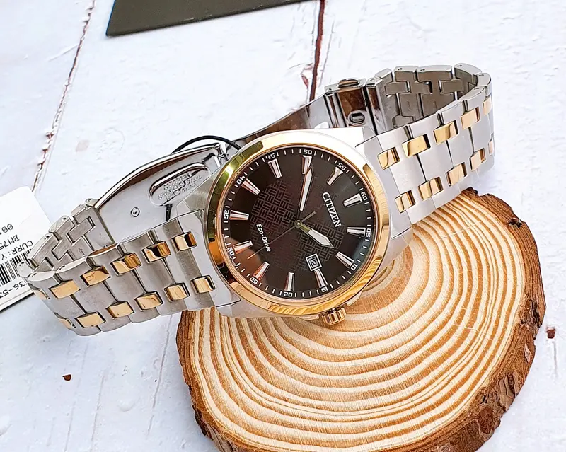 BM7536-53X שעון חדש של סיטיזן לגברים | דגם אקו דרייב סולארי ברצועת פלדה משולבת זהב רוז | לוח חום מיוחד | שנתיים אחריות | Peyten Brown Dial Stainless Steel Bracelet BM7536-53X