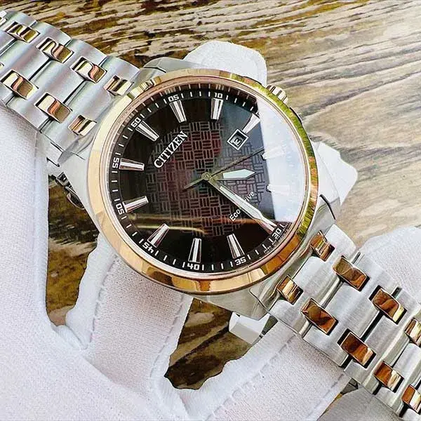 BM7536-53X שעון חדש של סיטיזן לגברים | דגם אקו דרייב סולארי ברצועת פלדה משולבת זהב רוז | לוח חום מיוחד | שנתיים אחריות | Peyten Brown Dial Stainless Steel Bracelet BM7536-53X