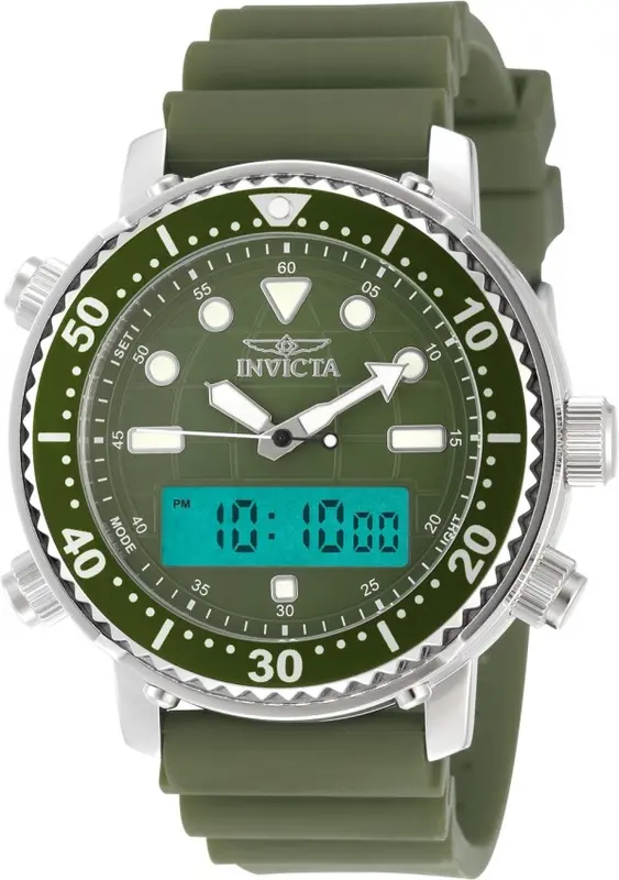 49450 שעון יקור אנלוגי דיגיטלי של אינווקטה | דגם גדול ספורטיבי ברצועת ספורט | כולל שעון מעורר תאורה ועוד | Invicta Men';s Pro Diver 46mm Digital Chronograph 49450 Watch