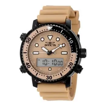 49448 שעון דיגיטלי אנלוגי לגברים של אינווקטה | דגם מושחר בלוח ורצועה בצבע חום | שעון ספורטיבי כולל תאורה שעון מעורר ועוד |Invicta Men';s Pro Diver 46mm Digital Chronograph Watch 49448
