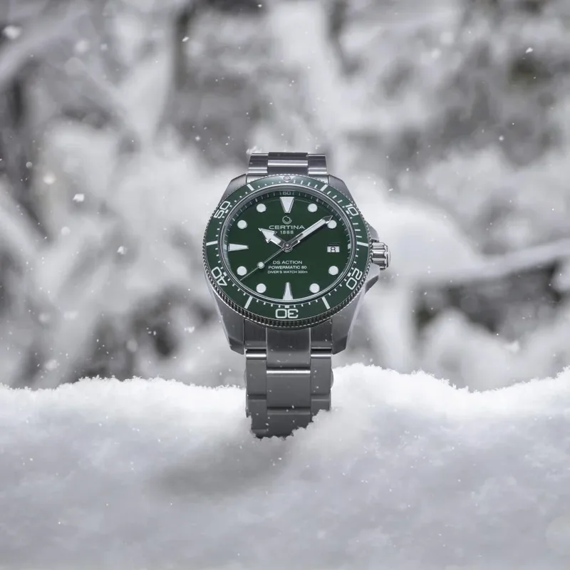 C048.807.11.091.00 שעון חדש של סרטינה מסדרת די אס אקשן | לוח ירוק עם באזל ירוק קרמי | מנגנון 80 שעות הדגם החדש | 5 שנים אחריות יבואן רשמי | Certina Ds Action Diver Powermatic 80 C0488071109100