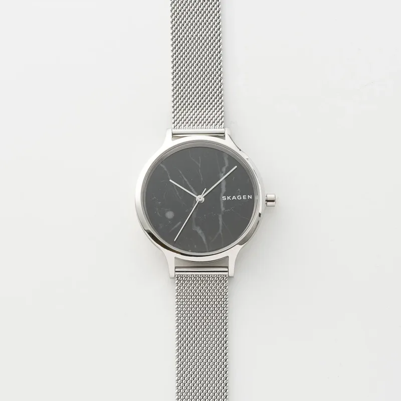 SKW2673 שעון יד סקאגן דנמרק לנשים | שעון אופנתי בלוח שיש מיוחד | רצועת רשת כולל שנתיים אחריות יבואן רשמי | Skagen SKW2673 Women';s Analogue Quartz Watch