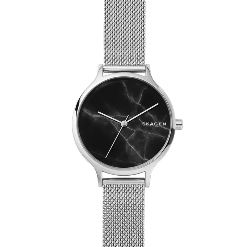 SKW2673 שעון יד סקאגן דנמרק לנשים | שעון אופנתי בלוח שיש מיוחד | רצועת רשת כולל שנתיים אחריות יבואן רשמי | Skagen SKW2673 Women';s Analogue Quartz Watch